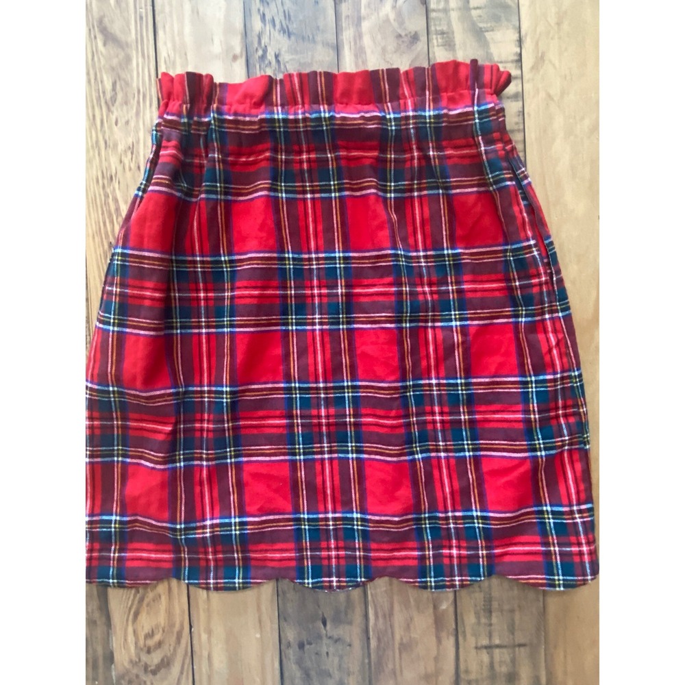 Women's Red Plaid Flannel Scallop Skirt by Lauren James, Sz: XS - Picture 4 of 7